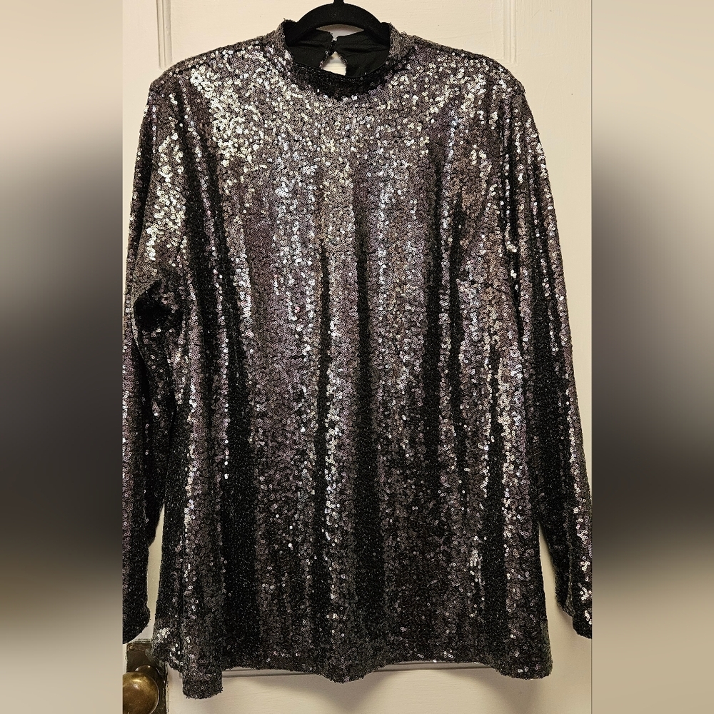 Lane Bryant Black Sequin Top w/tags Size 16